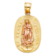 14K Gold Religious Guadalupe Charm Pendant with 0.8mm Box Chain Necklace