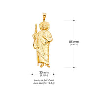 14K Gold St. Jude Religious Pendant