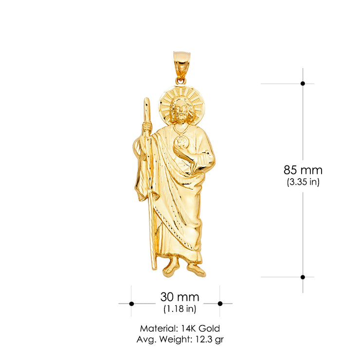 14K Gold St. Jude Religious Pendant