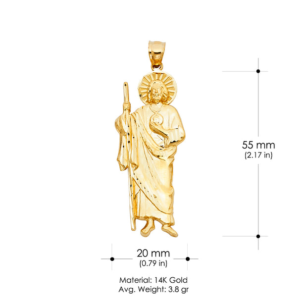 14K Gold St. Jude Religious Pendant