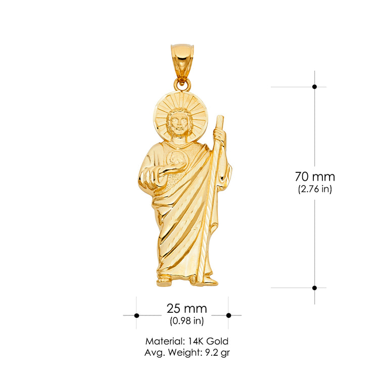 14K Gold St. Jude Religious Pendant