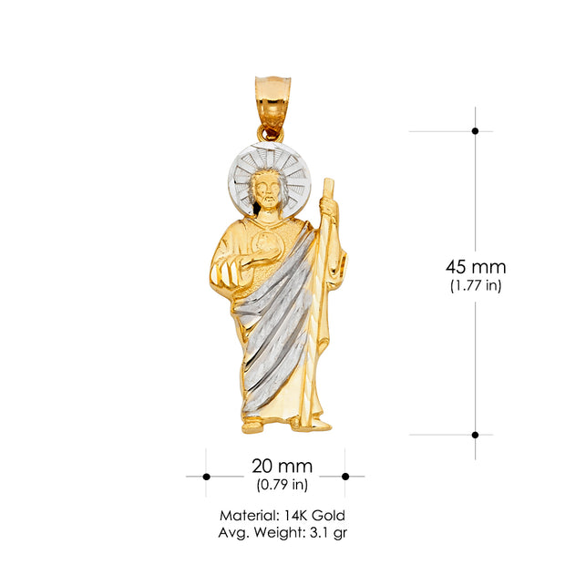 14K Gold St. Jude Religious Pendant