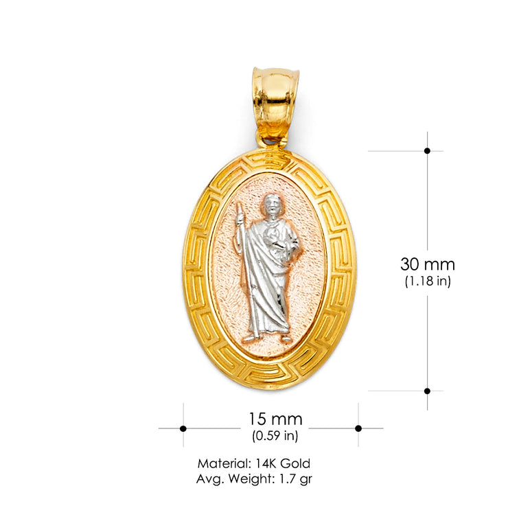 14K Gold St. Jude Religious CZ Pendant