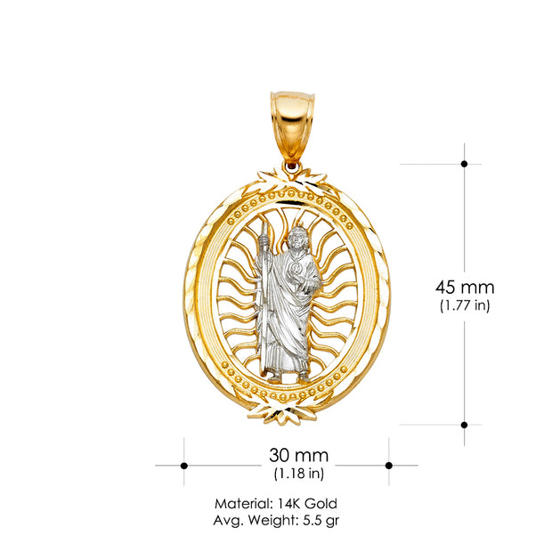 14K Gold St. Jude Religious CZ Pendant
