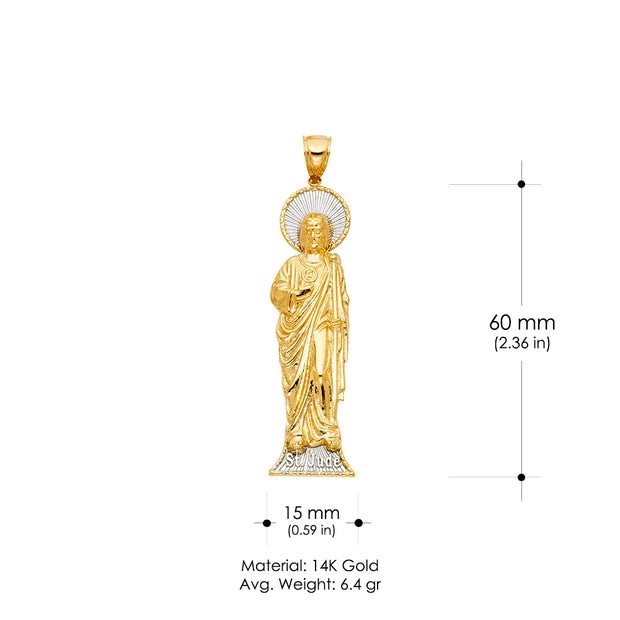 14K Gold St. Jude Religious CZ Pendant