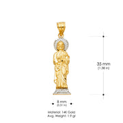 14K Gold St. Jude Religious CZ Pendant