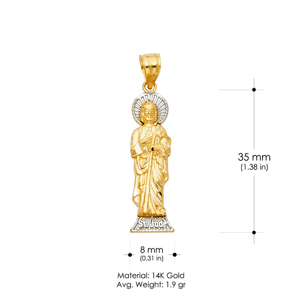 14K Gold St. Jude Religious CZ Pendant