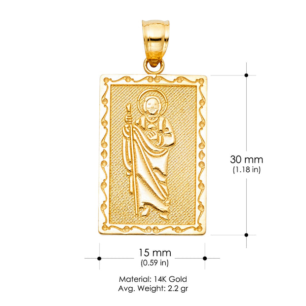 14K Gold St. Jude Religious CZ Pendant