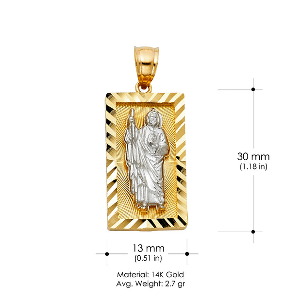 14K Gold St. Jude Religious CZ Pendant