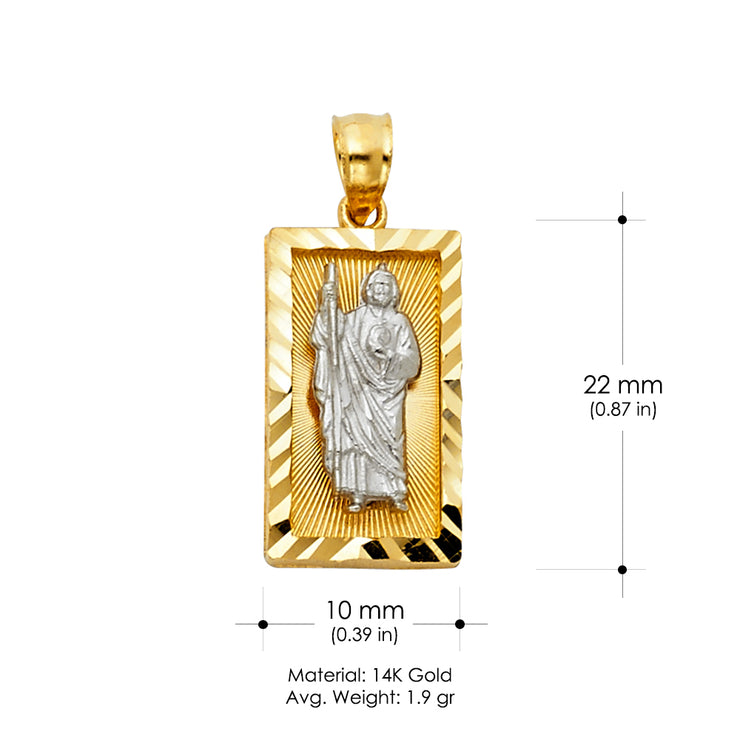 14K Gold St. Jude Religious CZ Pendant