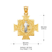 14K Gold St. Jude Religious CZ Pendant