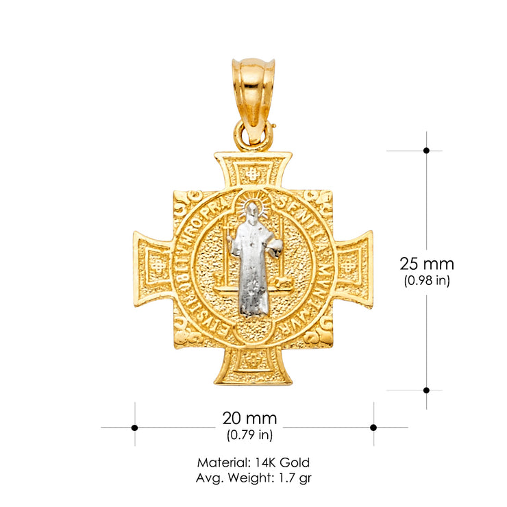 14K Gold St. Jude Religious CZ Pendant