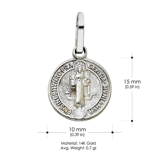 14K Gold Saint San Benito Religious Pendant