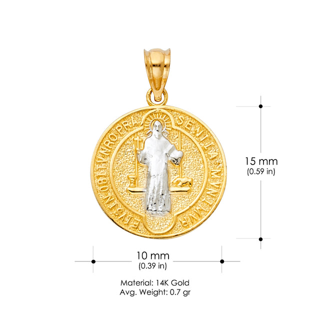 14K Gold Saint San Benito Religious Pendant