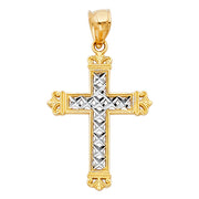 14K Gold Cross Religious Charm Pendant with 1.2mm Box Chain Necklace