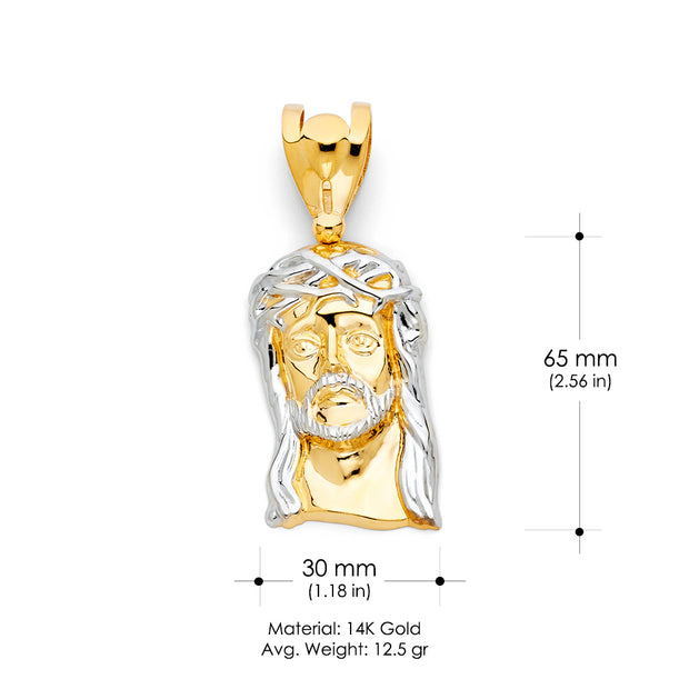 14K Gold Religious Jesus Head Charm Pendant