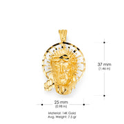 14K Gold Religious Jesus Head Charm Pendant