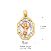 14K Gold Infant Jesus Religious Pendant