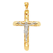 14K Gold Crucifix Charm Pendant with 1.8mm Singapore Chain Necklace