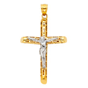 14K Gold Religious Crucifix Charm Pendant with 1.2mm Box Chain Necklace