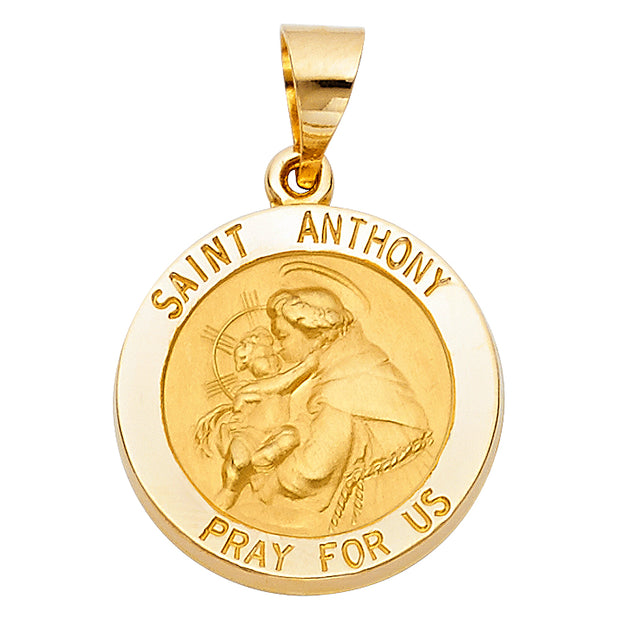 14K Gold Religious St. Anthony Charm Pendant with 1.2mm Box Chain Necklace