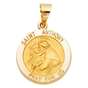 14K Gold St. Anthony Charm Pendant with 3.1mm Figaro 3+1 Chain Necklace