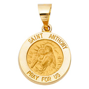 14K Gold Religious St. Anthony Charm Pendant with 0.8mm Box Chain Necklace