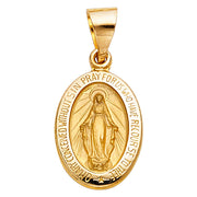14K Gold Religious Milagrosa Charm Pendant with 0.8mm Box Chain Necklace