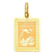 14K Gold Religious Baptism Charm Pendant with 1.2mm Box Chain Necklace