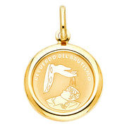 14K Gold Religious Baptism Charm Pendant with 1.2mm Box Chain Necklace