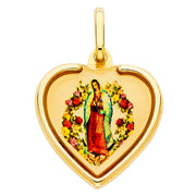 14K Gold Devine Infant Jesus Charm Pendant with 1.7mm Flat Open Wheat Chain Necklace