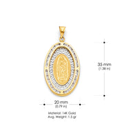 14K Gold Religious Guadalupe CZ Charm Pendant