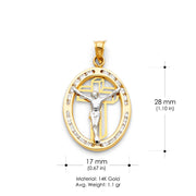 14K Gold Religious Jesus Christ CZ Charm Pendant