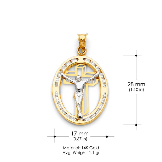 14K Gold Religious Jesus Christ CZ Charm Pendant