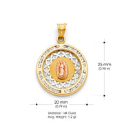 14K Gold Religious Guadalupe CZ Charm Pendant