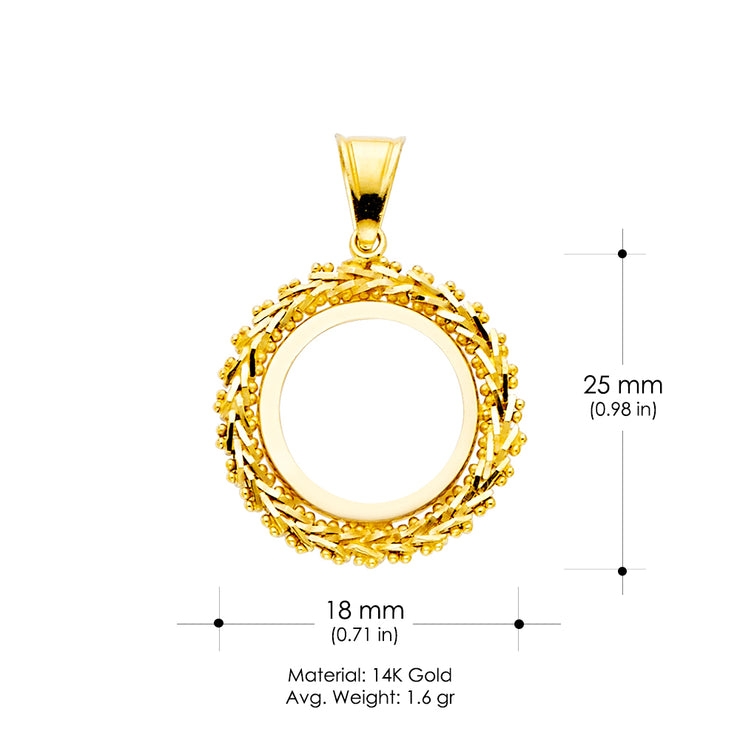 14K Gold 2 Pesos Coin Bola Charm Pendant