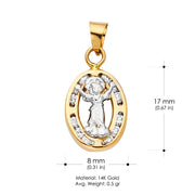 14K Gold Divine Infant Jesus CZ Religious Pendant