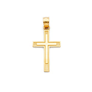 14K Gold Cross Religious Charm Pendant with 0.8mm Box Chain Necklace