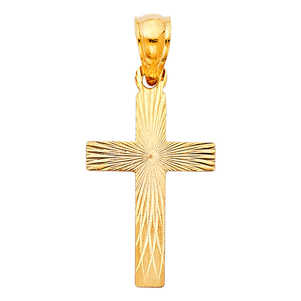 14K Gold Cross Stamp Charm Pendant with 1.8mm Singapore Chain Necklace