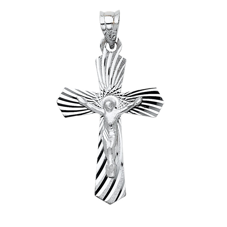 14K Gold Religious Crucifix Stamp Charm Pendant