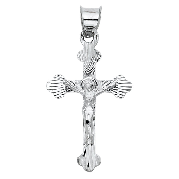 14K Gold Religious Crucifix Stamp Charm Pendant