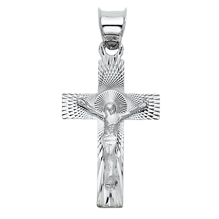 14K Gold Religious Crucifix Stamp Charm Pendant