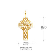 14K Gold Religious Cross and Holy Spirit Charm Pendant