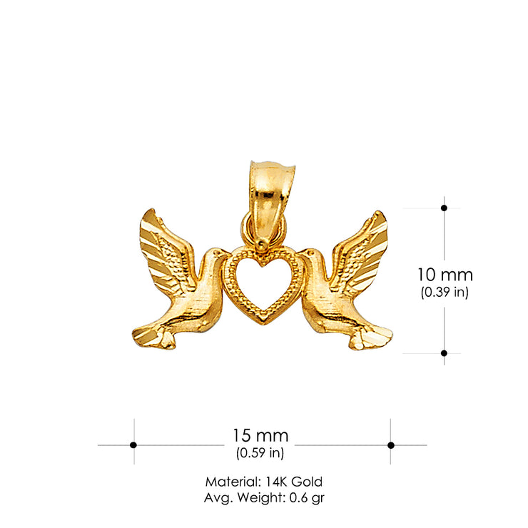 14K Gold Religious Cross with Holy Spirit Dove Charm Pendant