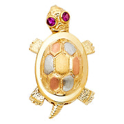 14K Gold Turtle Charm Pendant with 2.3mm Figaro 3+1 Chain Necklace