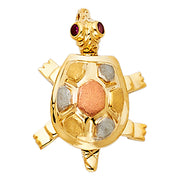 14K Gold Turtle Charm Pendant with 2.3mm Figaro 3+1 Chain Necklace