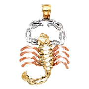 14K Gold Scorpion Charm Pendant with 4.2mm Hollow Cuban Chain Necklace