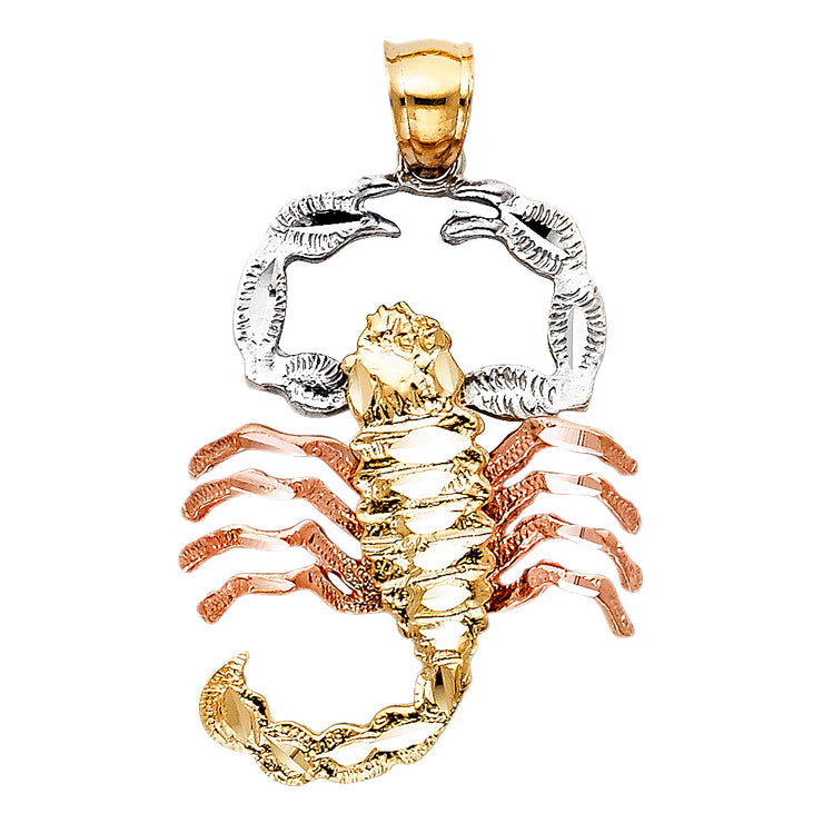 14K Gold Scorpion Charm Pendant with 1.2mm Box Chain Necklace