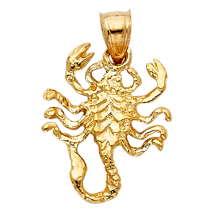 14K Gold Scorpion Charm Pendant with 3.1mm Figaro 3+1 Chain Necklace