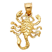 14K Gold Scorpion Charm Pendant with 1.2mm Singapore Chain Necklace